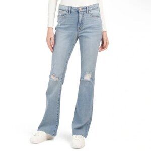 Seven7 Felicity High Rise Slim Flare Jeans Distressed Light Wash Size 8 NWT